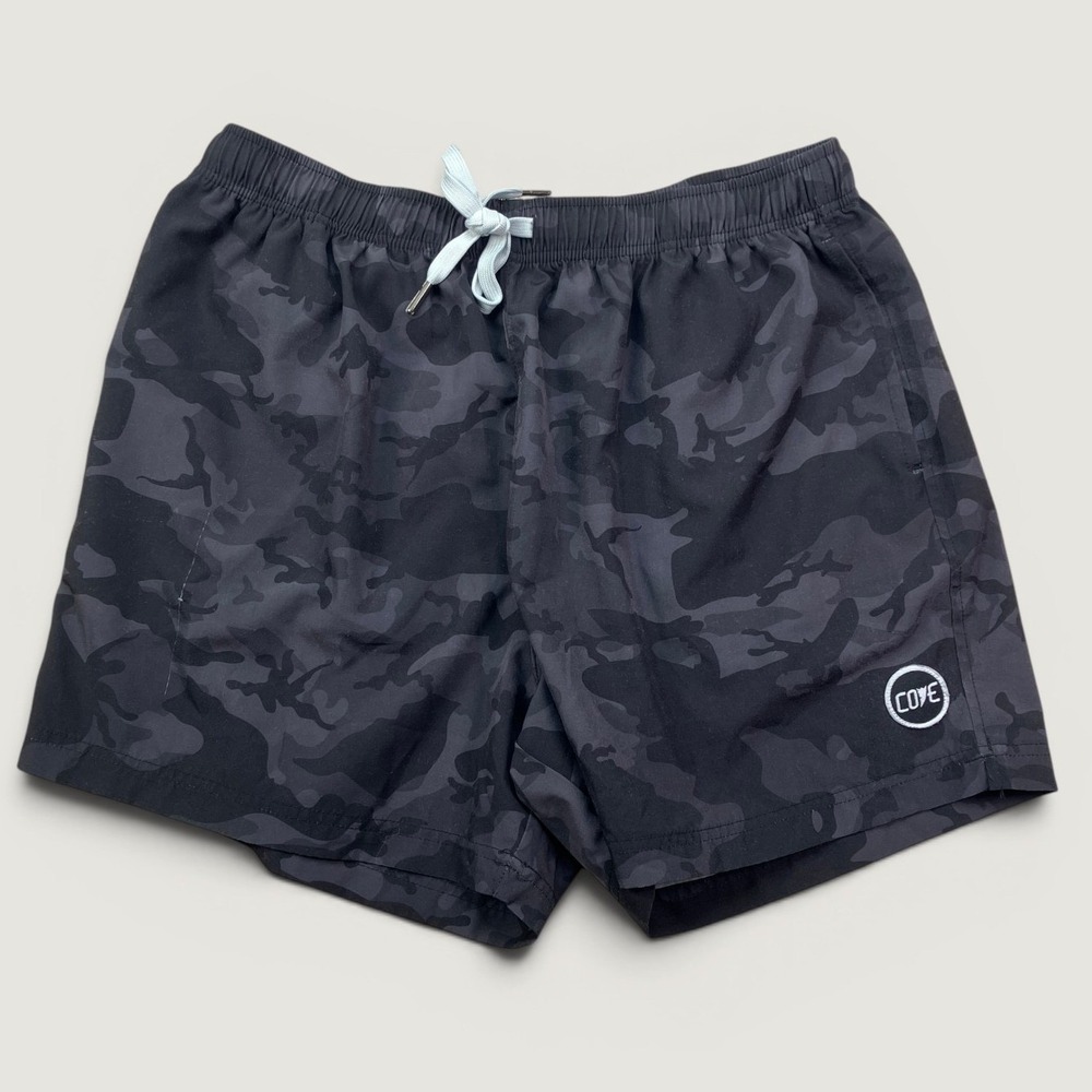 Cove Mens 38 Hybrid Performance Black Camo Shorts Gym Running Casual Activewear